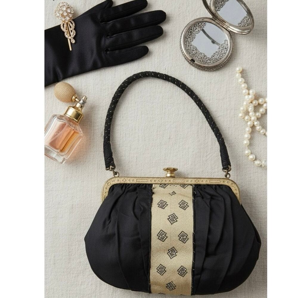 Vintage Black Silk Evening Purse